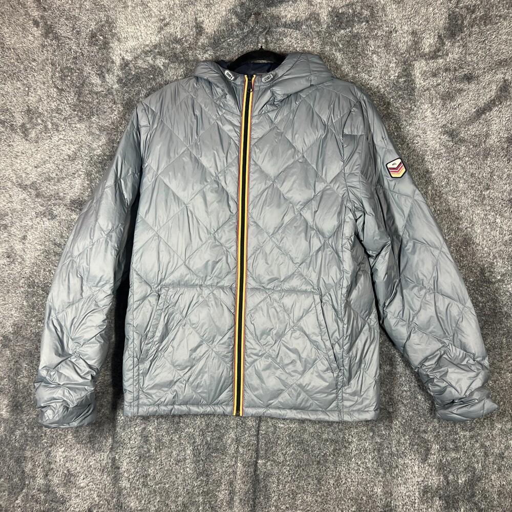 Marine Layer Archive Jacket Mens Medium Gray Down Puffer Hayes Full Zip Hooded